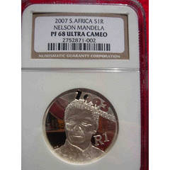 *** Nelson Mandela Silver R1***  Pf68 ultra cameo.. Scare grade